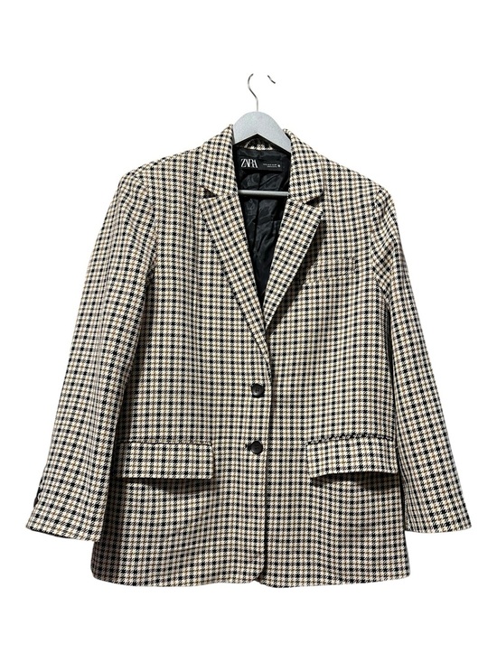Zara Jackets & Blazers - Zara Plaid Blazer Jacket Houndstooth Neutral Tailored – Size Small